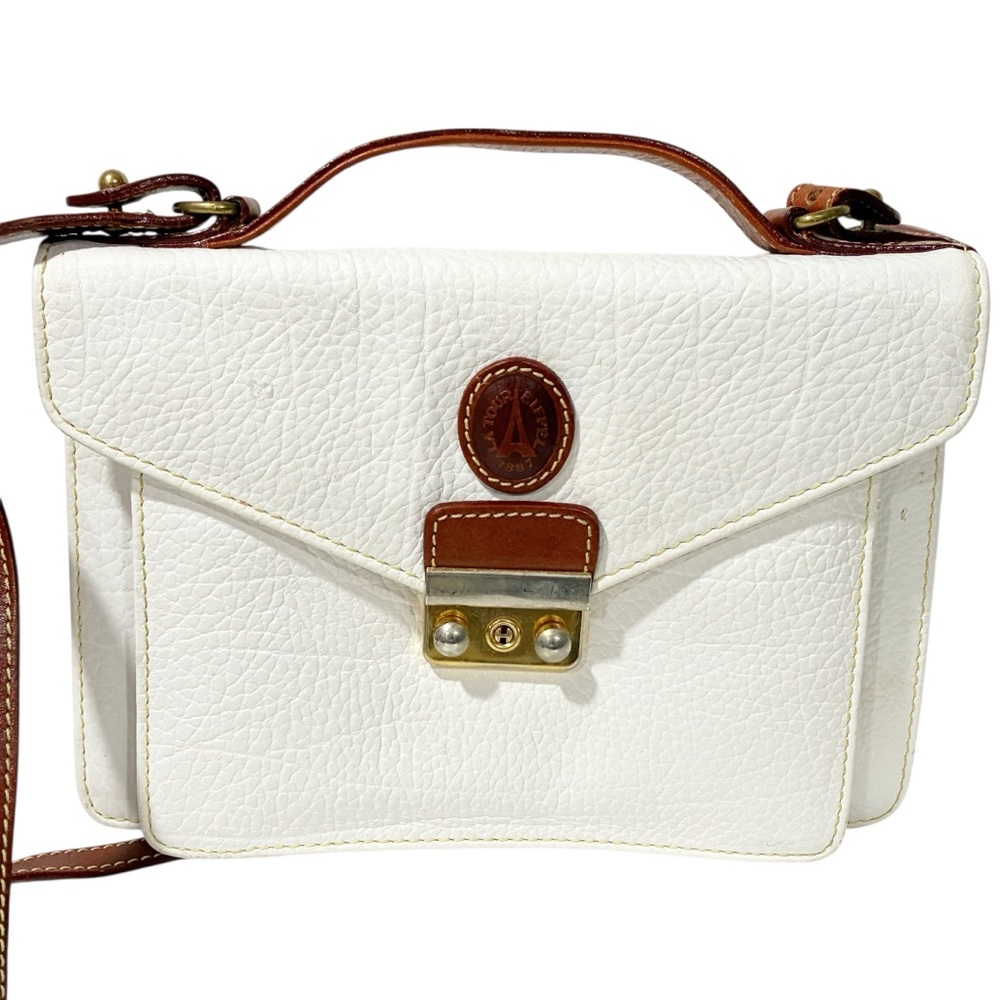 LA TOUR EIFFEL 1887 TAN AND WHITE GRAINED LEATHER HANDBAG